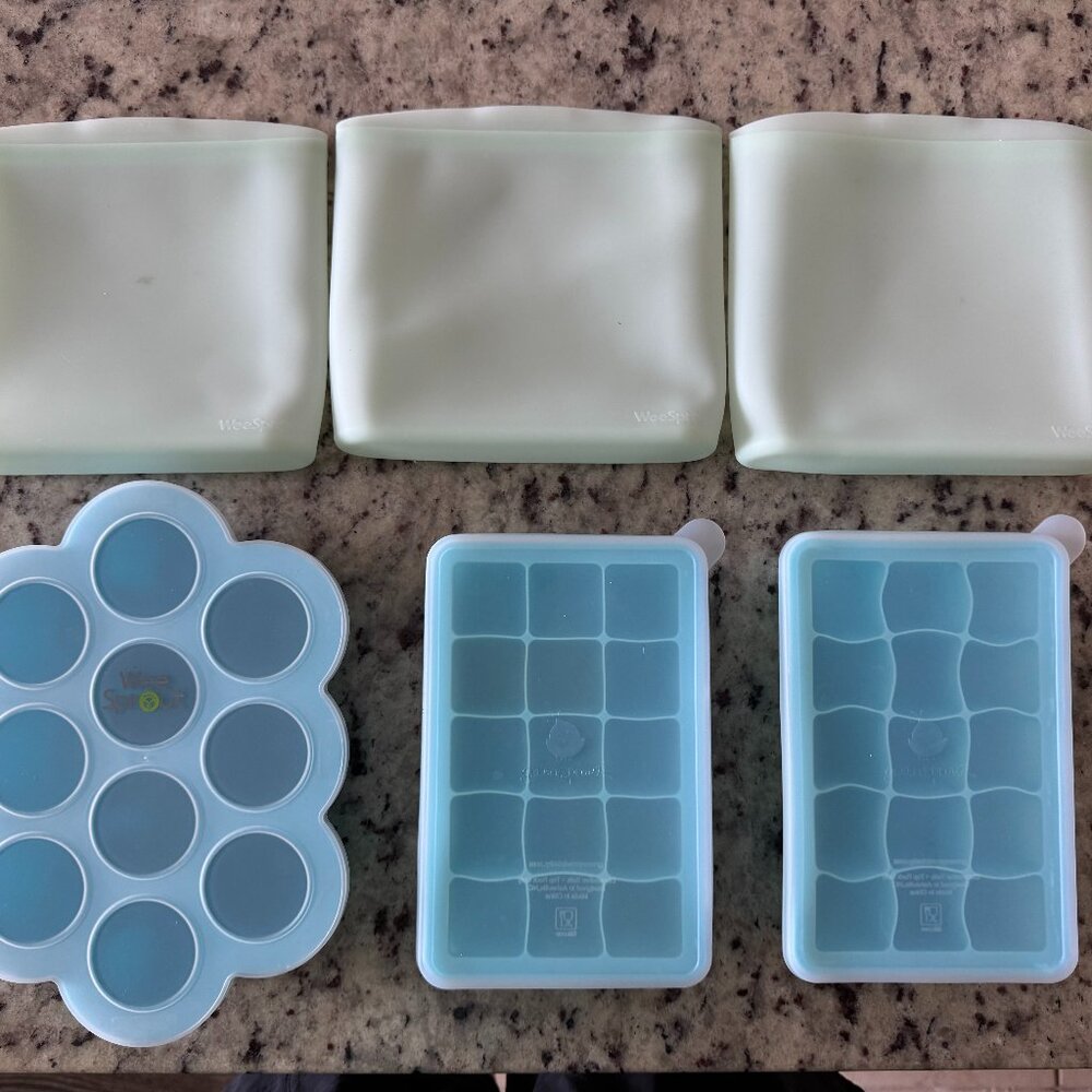 [NEW] WeeSprout Green Sprout Silicone Reusable Trays Bundle